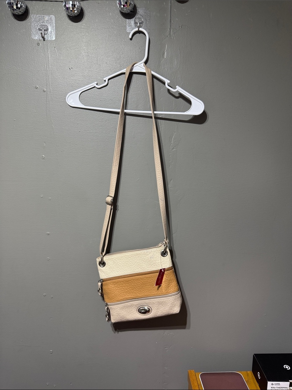Cream and Tan Crossbody Shoulder Bag - Women
